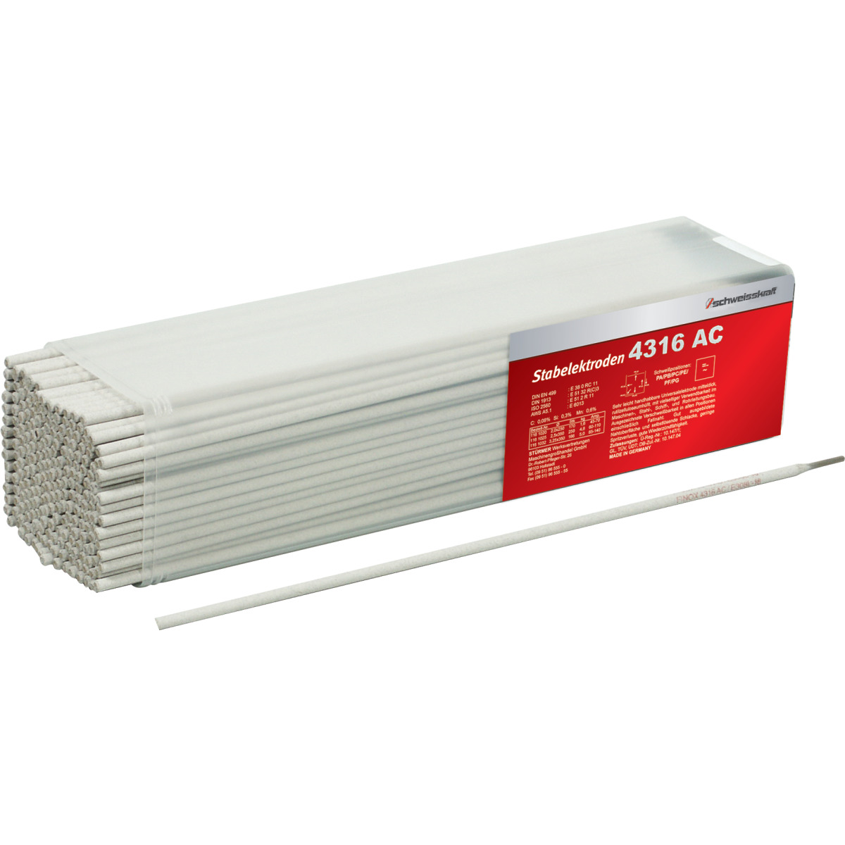 STÜRMER Stabelektrode Schweisskraft 4316 AC 2,5 x 300 mm, 234 Stück