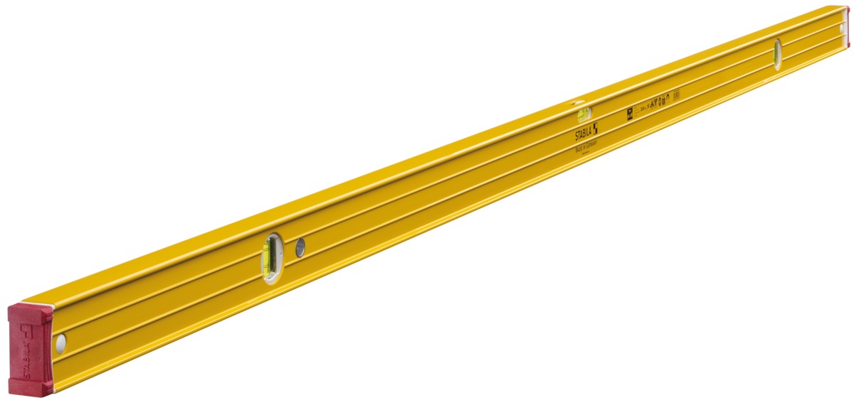 STABILA Magnet-Wasserwaage Type 96-2 M, 200 cm, extrasteifes Alu-Profil, extrastarke Seltenerd-Magnete, 1 Horizontal-/2 Vertikal-Libellen, stoßdämpfende Endkappen, Rutsch-Stopper, Made in Germany STABILA Magnet-Wasserwaage Type 96-2 M, 200 cm, extrasteifes Alu-Profil, extrastarke Seltenerd-Magnete, 1 Horizontal-/2 Vertikal-Libellen, stoßdämpfende Endkappen, Rutsch-Stopper, Made in Germany