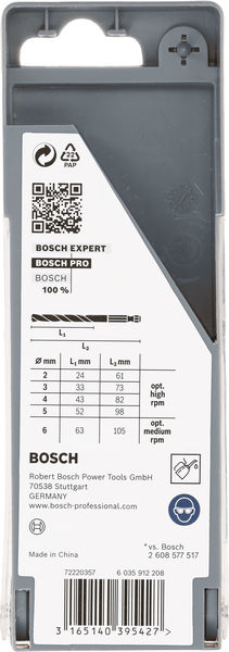 BOSCH PRO Metal HSS-G Hex Spiralbohrer Set, 5-tlg.