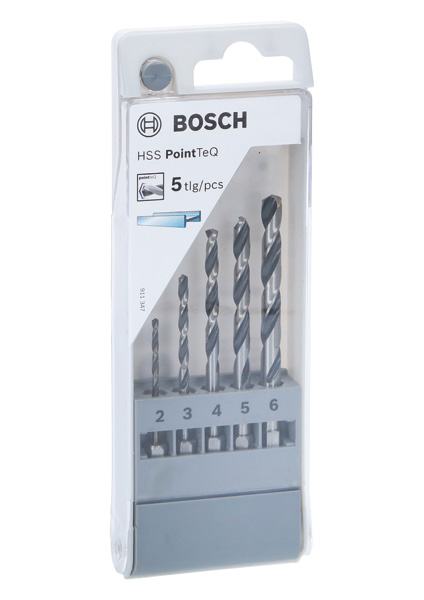 BOSCH HSS PointTeQ Sechskantbohrer-Set, 5-tlg., 2-6 mm