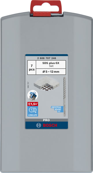 BOSCH PRO SDS plus-5X Hammerbohrer-Set, 5/6/8/6/8/10/12 mm, 7-tlg BOSCH PRO SDS plus-5X Hammerbohrer-Set, 5/6/8/6/8/10/12 mm, 7-tlg