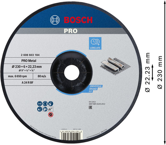 BOSCH PRO Metal Schleifscheibe, 230 x 6 x 22.23 mm BOSCH PRO Metal Schleifscheibe, 230 x 6 x 22.23 mm