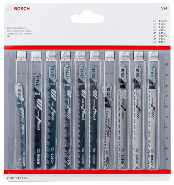BOSCH 10-tlg. Stichsägeblatt-Set für Wood, T-Schaft BOSCH 10-tlg. Stichsägeblatt-Set für Wood, T-Schaft