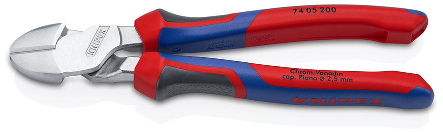 KNIPEX KNIPEX 74 05 200 SB Kraft-Seitenschneider 200 mm verchromt mit Comfort-Griffen