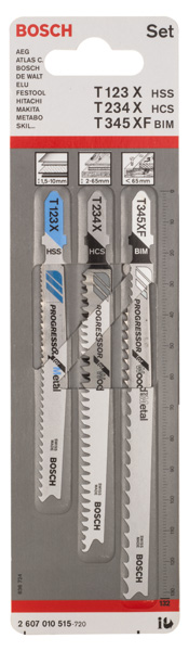 BOSCH 3-tlg. Stichsägeblatt-Set, T-Schaft, Progressor for Wood and Metal BOSCH 3-tlg. Stichsägeblatt-Set, T-Schaft, Progressor for Wood and Metal