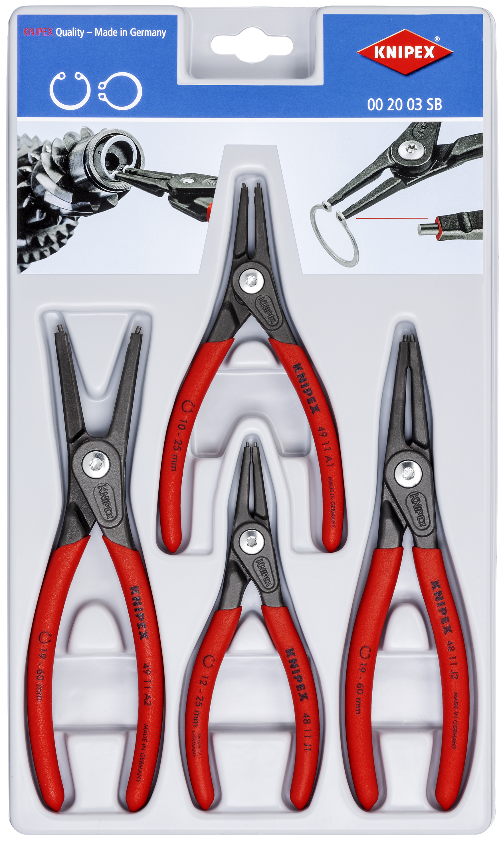 KNIPEX KNIPEX 00 20 03 SB Präzisions-Sicherungsringzangen-Set 4-teilig KNIPEX KNIPEX 00 20 03 SB Präzisions-Sicherungsringzangen-Set 4-teilig