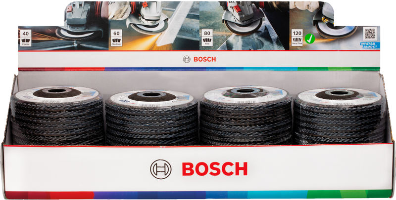 BOSCH X451 Fächerschleifscheibe, 125 x 22,23 mm, K120, Z27, 60-tlg
