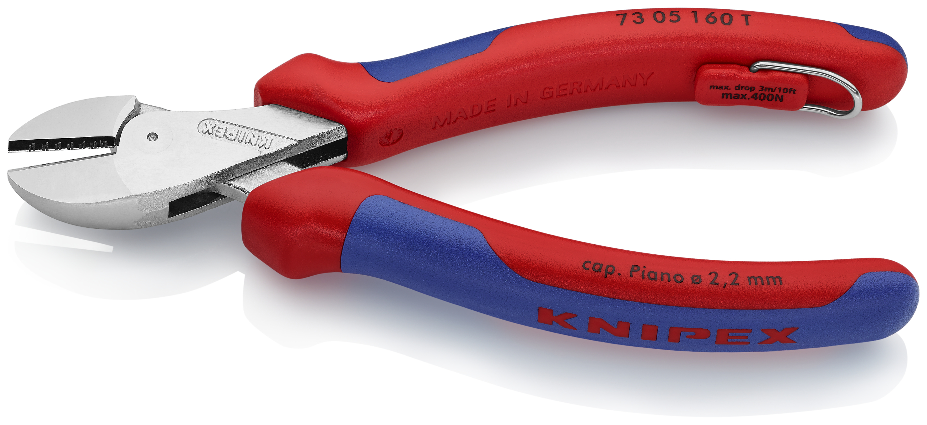 KNIPEX KNIPEX 73 05 160 T X-Cut® Kompakt-Seitenschneider 160 mm verchromt mit Mehrkomponenten-Hüllen, mit integrierter Befestigungsöse zum Anbringen einer Absturzsicherung