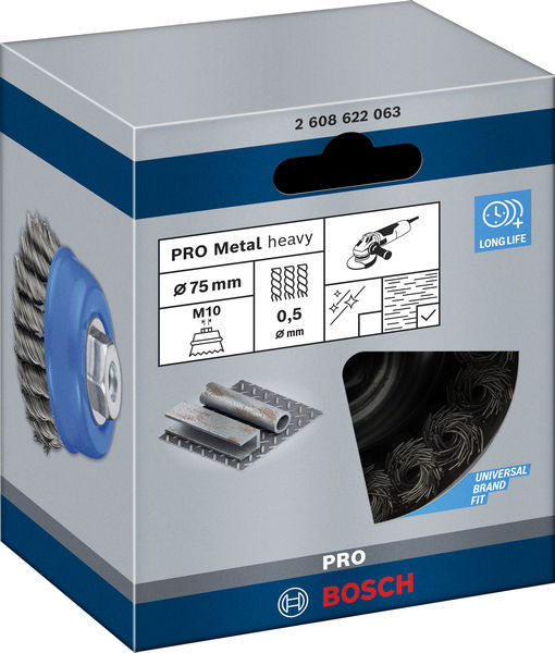 BOSCH PRO Metal heavy Topfbürste, 75 x 0,5 mm, Gewinde BOSCH PRO Metal heavy Topfbürste, 75 x 0,5 mm, Gewinde