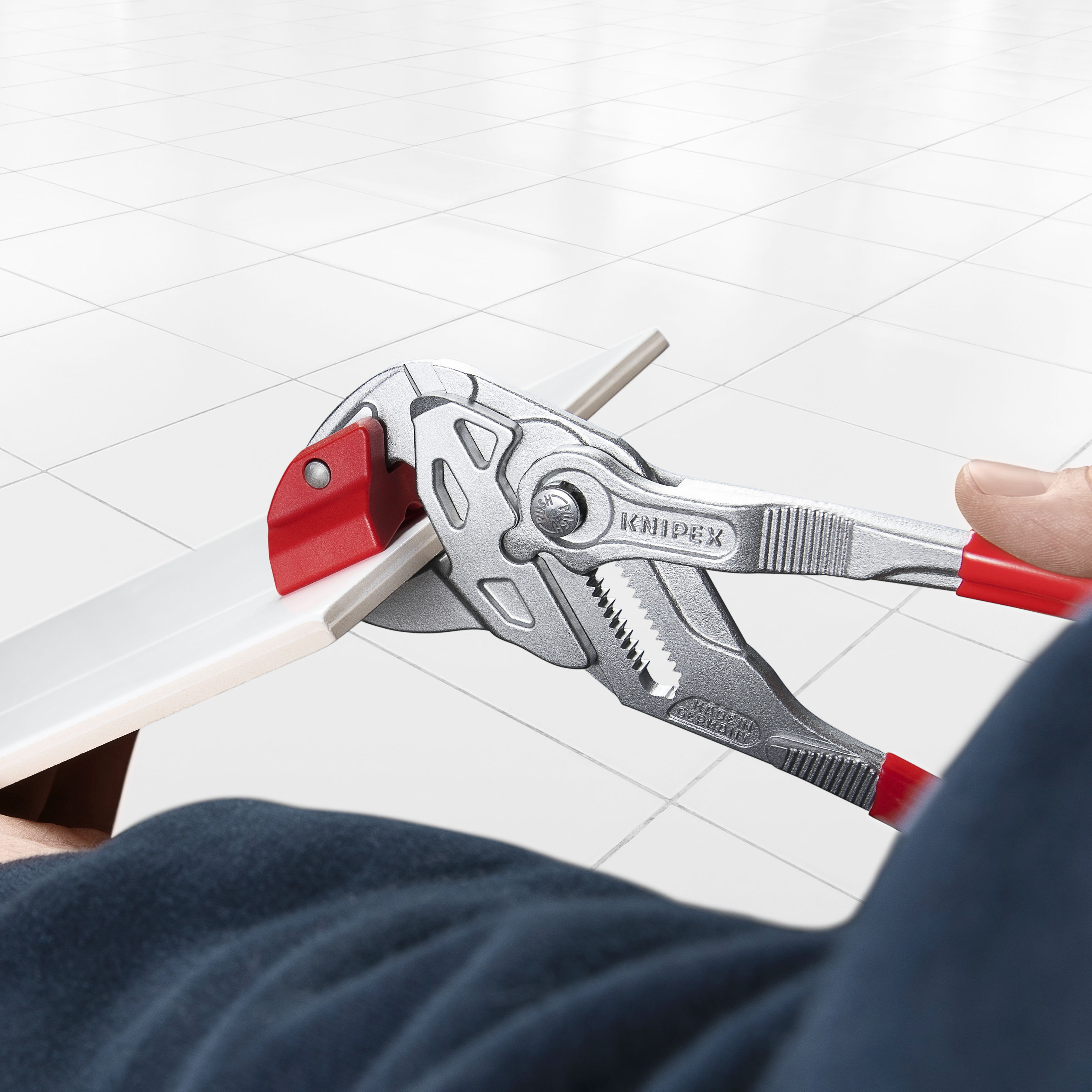 KNIPEX KNIPEX 91 13 250 Fliesenbrechzange 250 mm verchromt mit Kunststoff überzogen