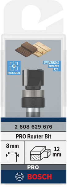 BOSCH PRO Bündigfräser mit obenliegendem Führungskugellager, Ø12,7 x L9,5, Schaft 8 mm