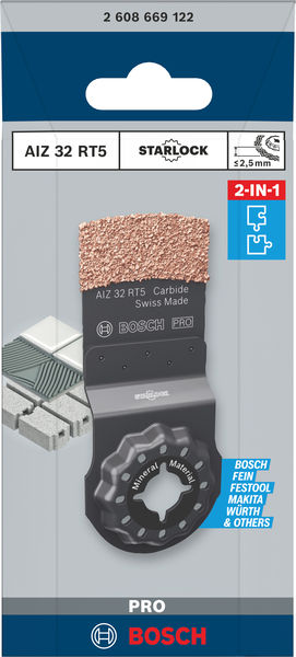BOSCH PRO AIZ 32 RT5 Blatt für Multifunktionswerkzeuge, 2,5 x 32 mm BOSCH PRO AIZ 32 RT5 Blatt für Multifunktionswerkzeuge, 2,5 x 32 mm