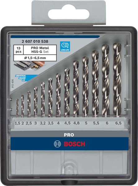 BOSCH PRO Metal HSS-G Spiralbohrer Set, 13-tlg.