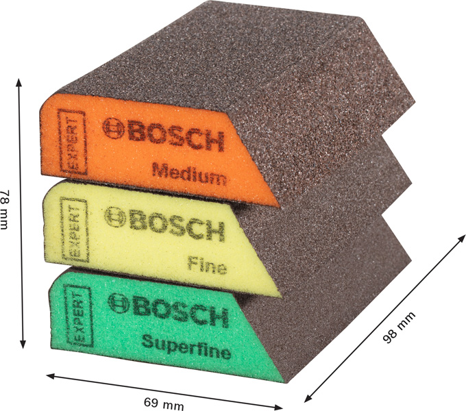 BOSCH EXPERT S470 Combi Schleifblock Set, mittel, fein, super fein, 3-tlg.