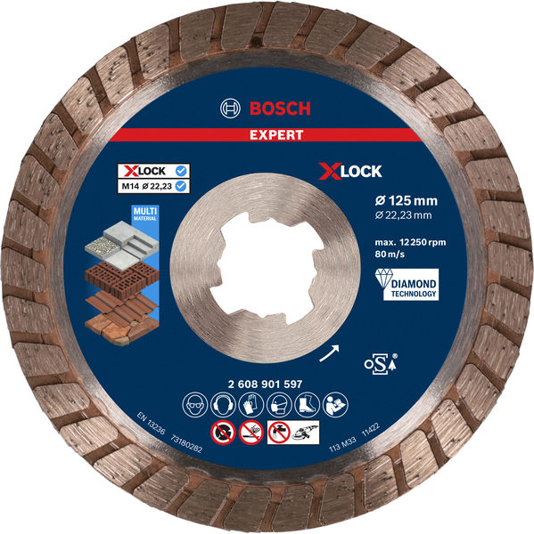 BOSCH EXPERT Multi Material X-LOCK Diamanttrennscheiben, 125x22,23x2,4x12 mm