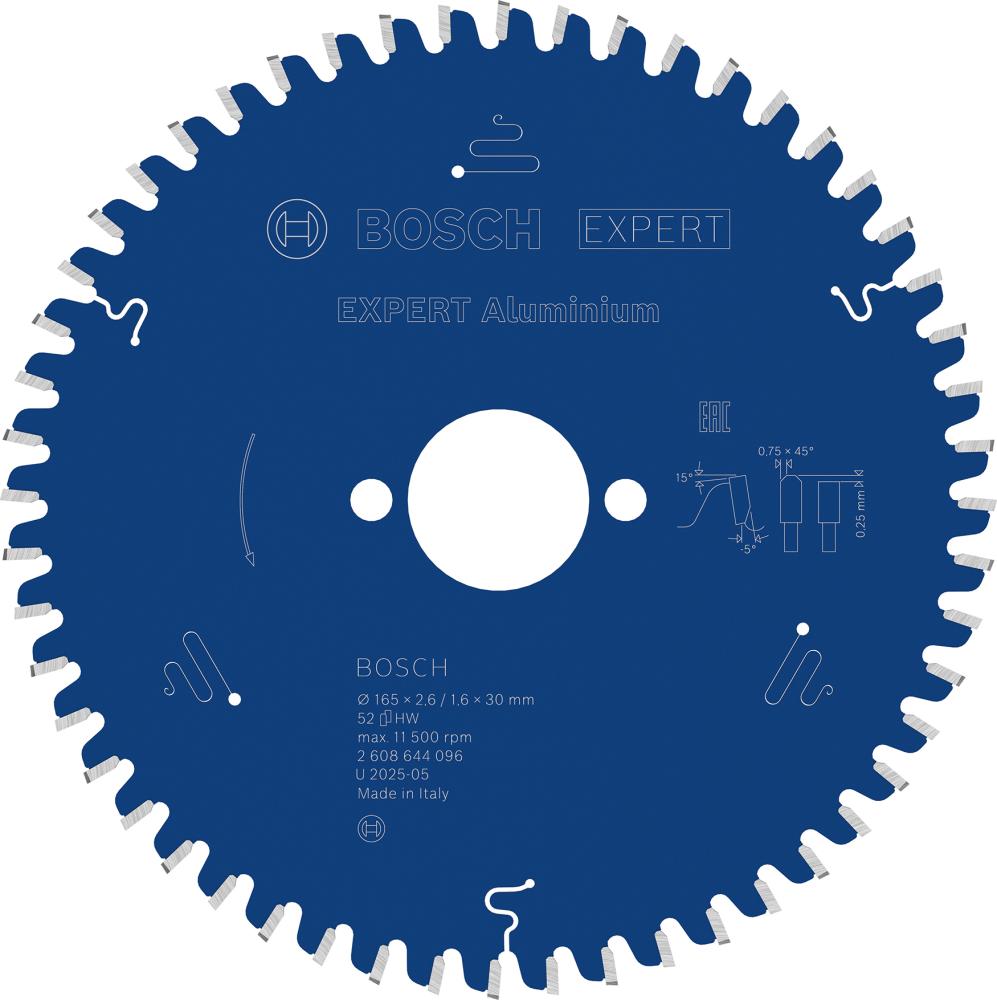 BOSCH EXPERT Aluminium Kreissägeblatt, 165x2,6/1,6x30 mm, Z52