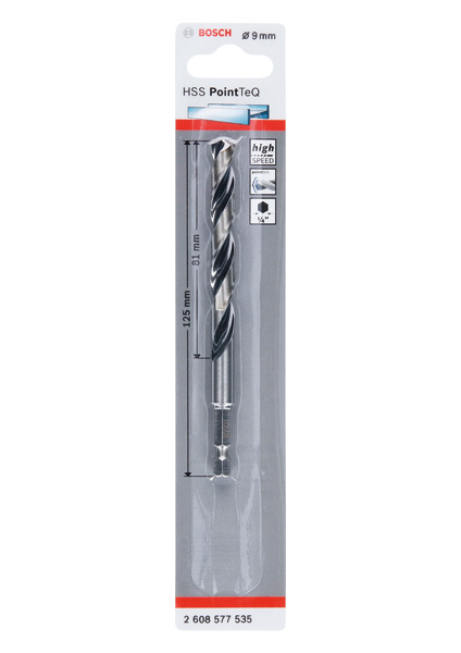 BOSCH HSS PointTeQ Sechskantbohrer 9,0 mm