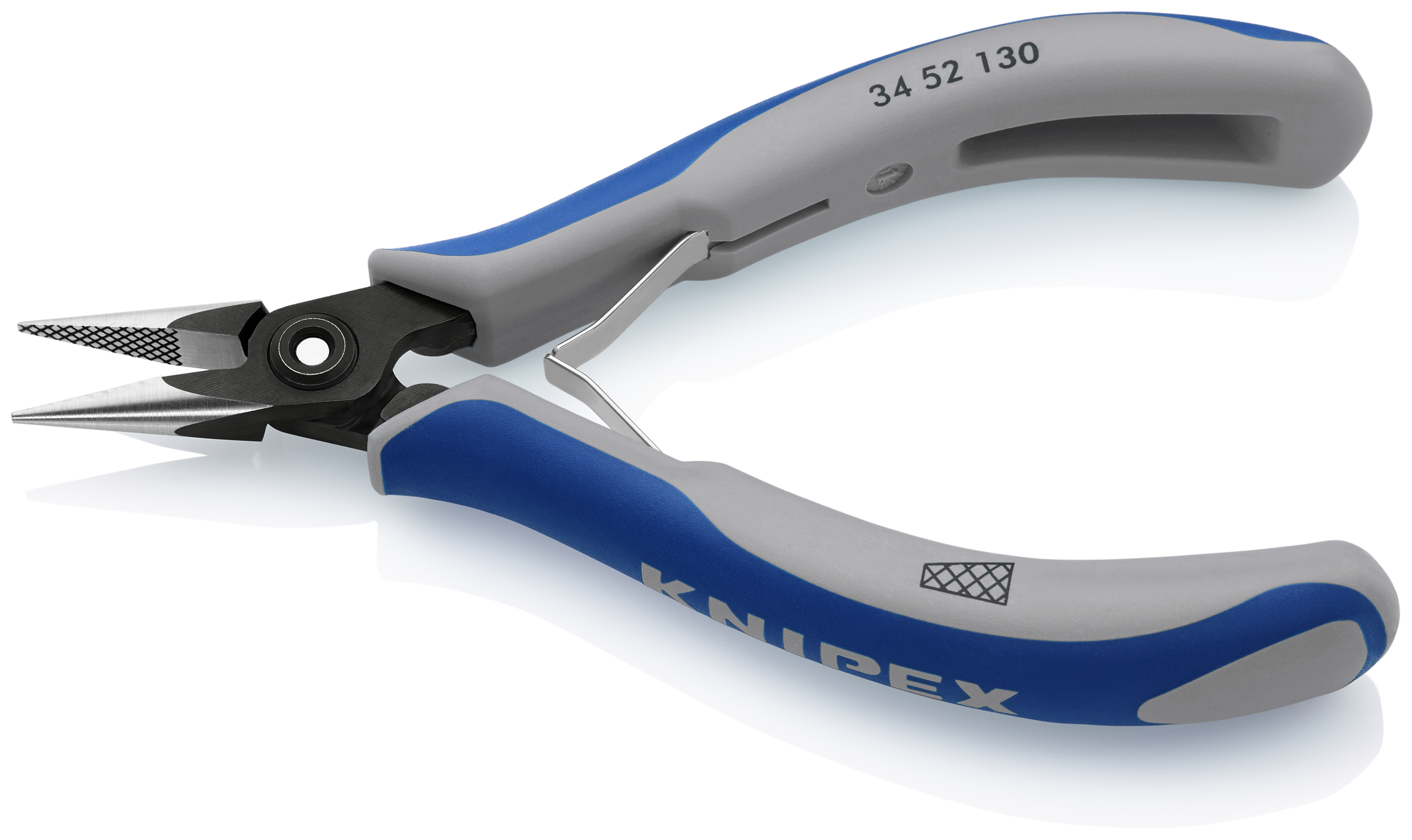 KNIPEX KNIPEX 34 52 130 Präzisions-Elektronik-Greifzange 130 mm brüniert mit Mehrkomponenten-Hüllen poliert