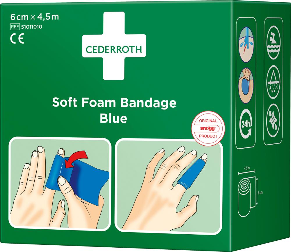 CEDERROTH Schaumbandage blau, 6cm x 4,5m CEDERROTH