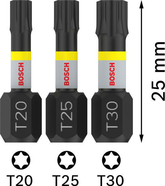 BOSCH PRO T Impact Bit Set, 25 mm, 3-tlg BOSCH PRO T Impact Bit Set, 25 mm, 3-tlg