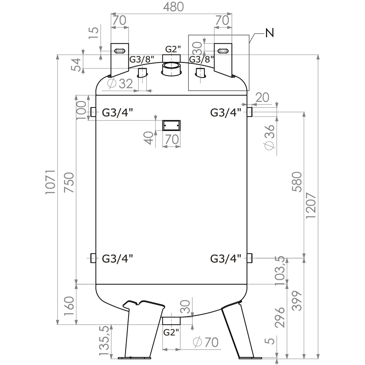 AIRCRAFT Druckluftbehälter AC DB 270/10 V verzinkt AIRCRAFT Druckluftbehälter AC DB 270/10 V verzinkt