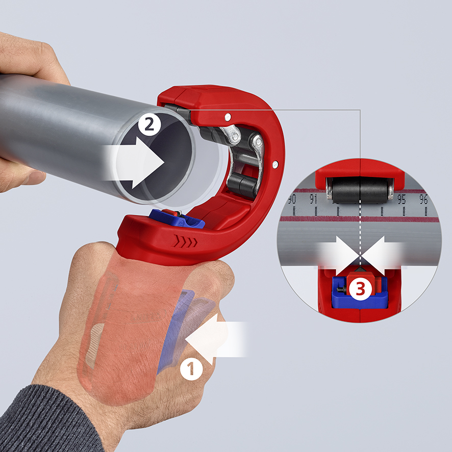 KNIPEX KNIPEX 90 23 02 BK DPT50 Rohrschneider für dickwandige Kunststoffrohre, auch kerngeschäumt Schneiden und Anfasen in einem Schritt 202 mm mit Kunststoff überzogen KNIPEX KNIPEX 90 23 02 BK DPT50 Rohrschneider für dickwandige Kunststoffrohre, auch kerngeschäumt Schneiden und Anfasen in einem Schritt 202 mm mit Kunststoff überzogen
