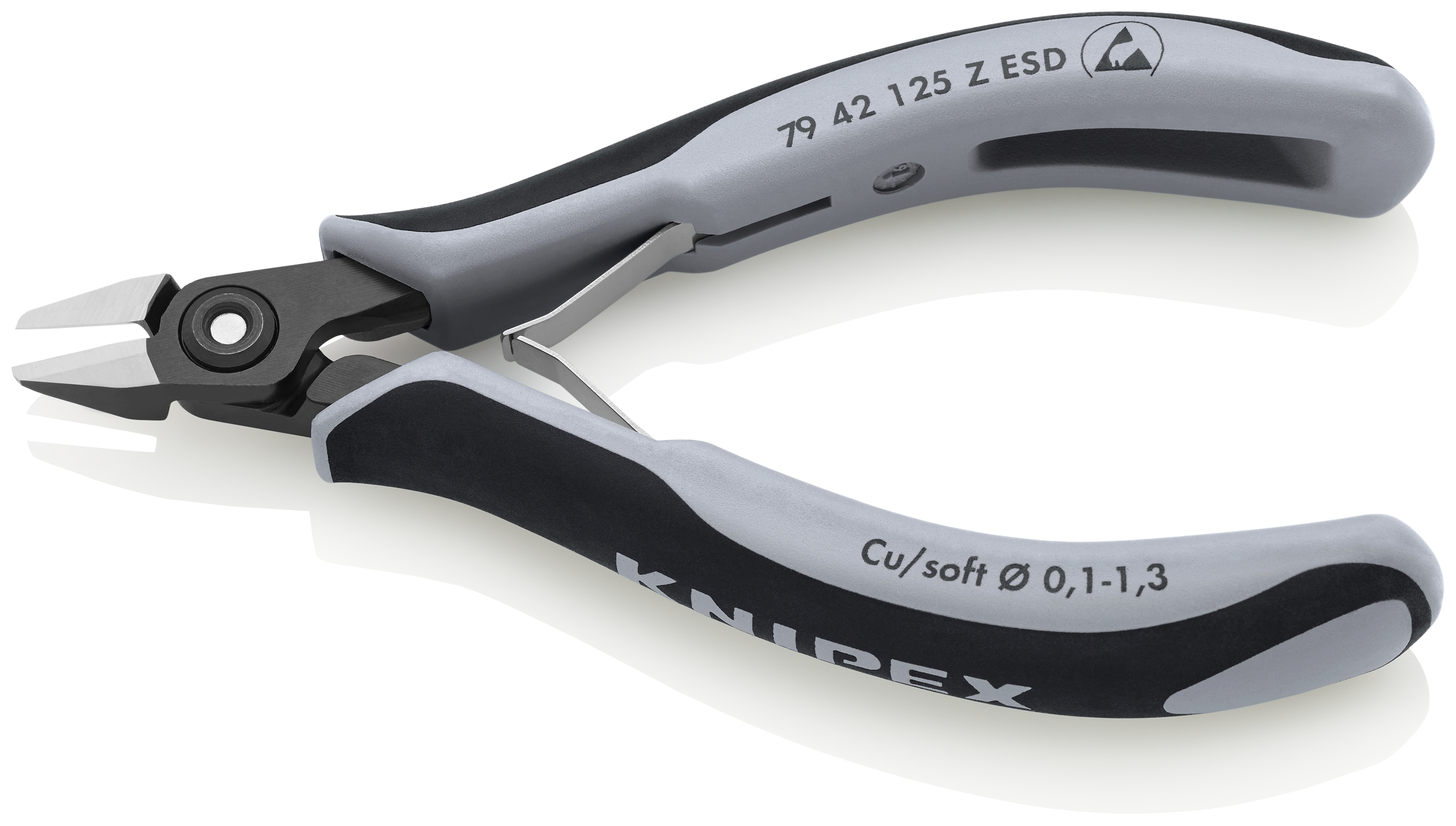 KNIPEX KNIPEX 79 42 125 Z ESD Präzisions-Elektronik-Seitenschneider ESD 125 mm brüniert mit Mehrkomponenten-Hüllen poliert
