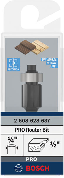 BOSCH PRO Bündigfräser mit untenlieg. Führungskugellager, Ø 1/2" x L 1/2", Schaft 1/4" BOSCH PRO Bündigfräser mit untenlieg. Führungskugellager, Ø 1/2" x L 1/2", Schaft 1/4"