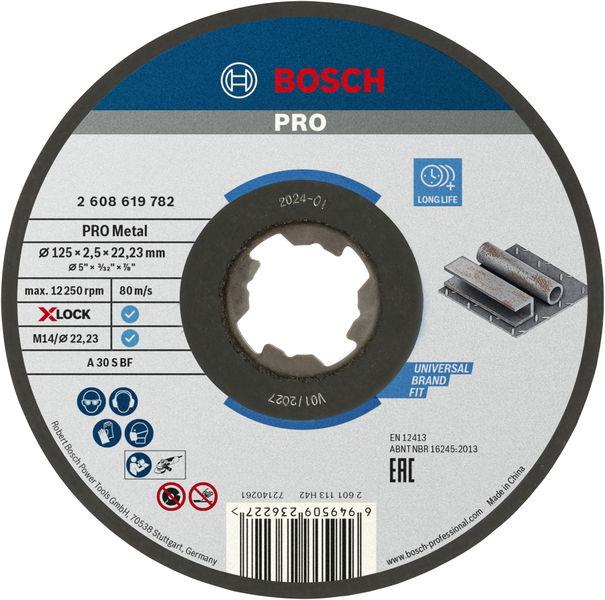 BOSCH PRO Metal X-Lock Trennscheibe, 125 x 2.5 x 22.23 mm, gerade BOSCH PRO Metal X-Lock Trennscheibe, 125 x 2.5 x 22.23 mm, gerade