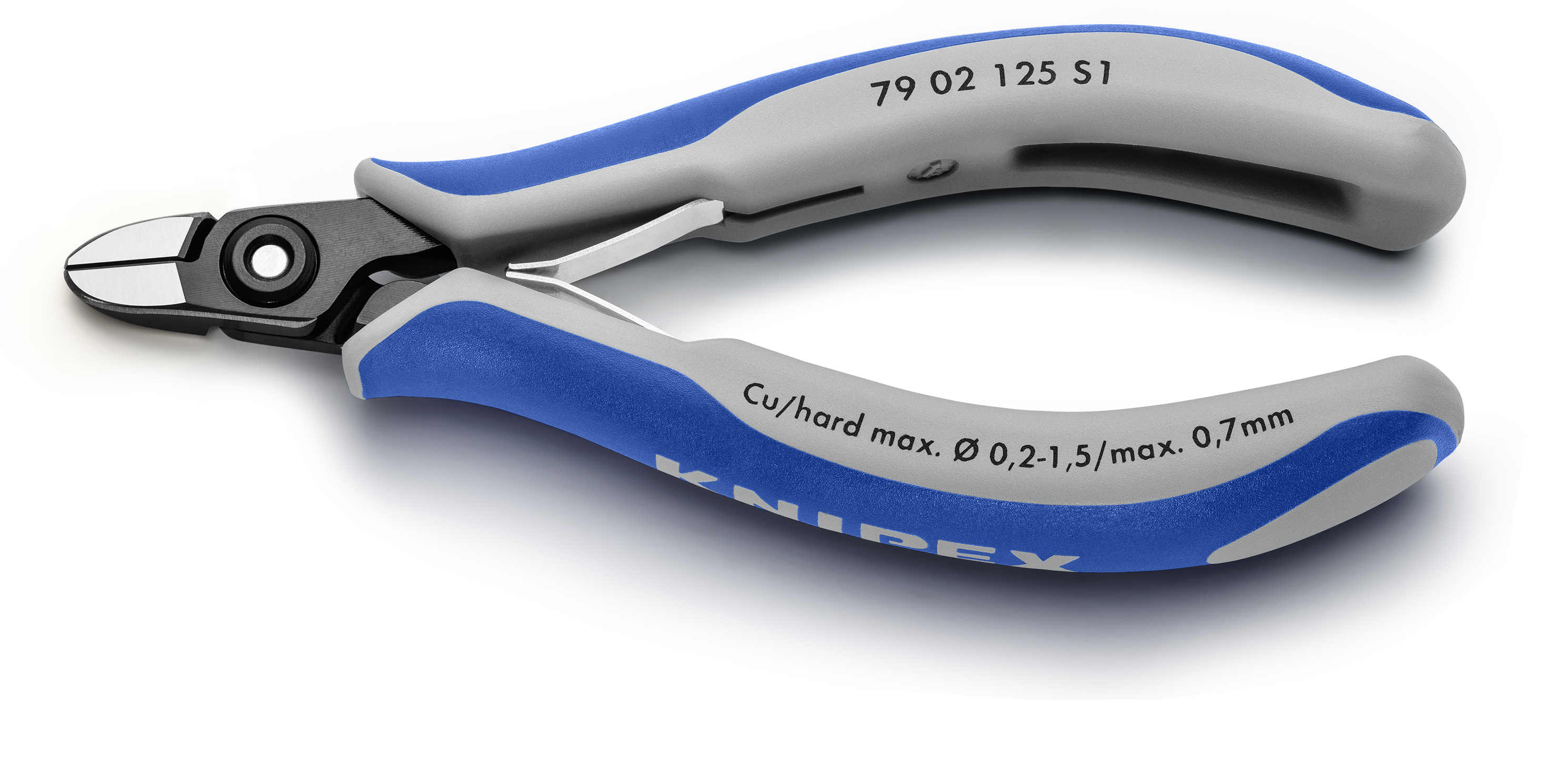 KNIPEX KNIPEX 79 02 125 S1 Präzisions-Elektronik-Seitenschneider z. B. zum Öffnen von Kunststoff-Kabelverbindern 125 mm brüniert mit Mehrkomponenten-Hüllen poliert