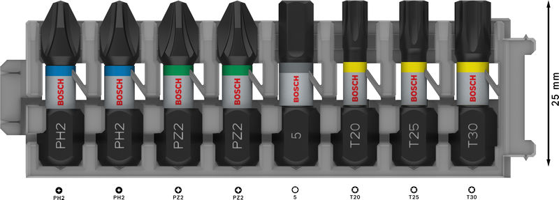 BOSCH PRO Impact Bit Set, 25 mm, 8-tlg