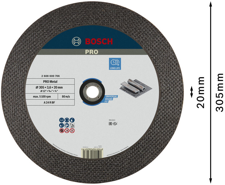 BOSCH PRO Metal Trennscheibe, 300 x 3,5 x 20 mm BOSCH PRO Metal Trennscheibe, 300 x 3,5 x 20 mm
