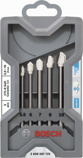 BOSCH CYL-9 Ceramic dry Fliesenbohrer-Set, 5,5/6/7/8/10 mm, 5-tlg