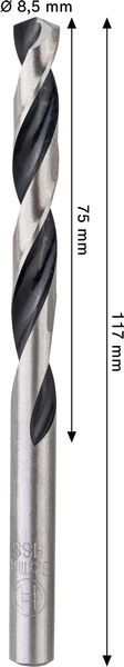 BOSCH Metal HSS Spiralbohrer, 8,5 x 75 x 117 mm, CYL-Schaft BOSCH Metal HSS Spiralbohrer, 8,5 x 75 x 117 mm, CYL-Schaft