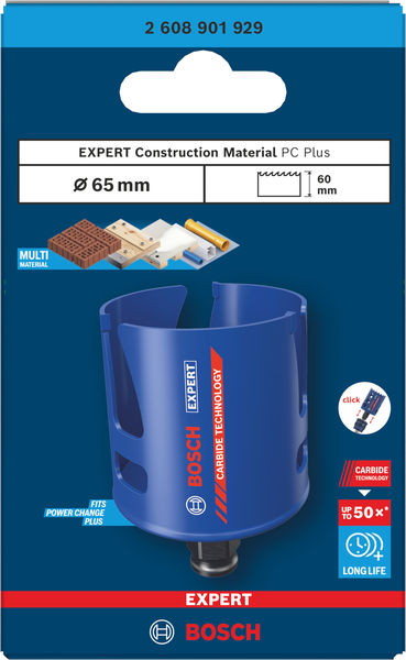 BOSCH EXPERT Construction Material Power Change Plus Lochsäge, 65 x 60 mm