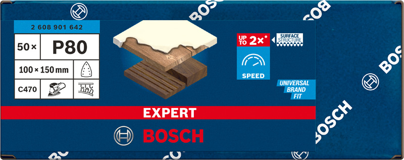 BOSCH EXPERT C470 Schleifblatt, 100x150mm, K80, 7 Löcher, 50-tlg. BOSCH EXPERT C470 Schleifblatt, 100x150mm, K80, 7 Löcher, 50-tlg.