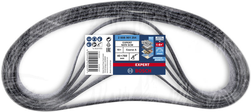 BOSCH EXPERT N470 Schleifband, 40x760mm, grob, 10-tlg. BOSCH EXPERT N470 Schleifband, 40x760mm, grob, 10-tlg.