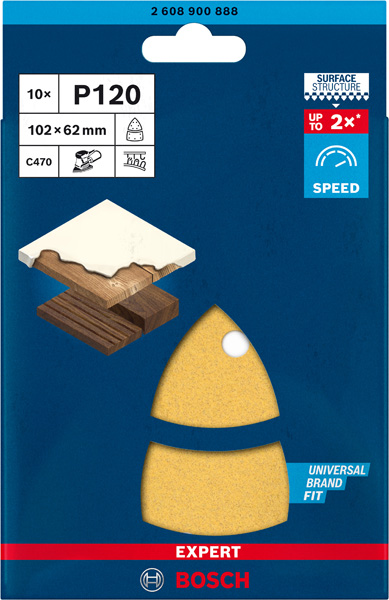 BOSCH EXPERT C470 Schleifblatt, 102x62mm, K120, 11 Löcher, 10-tlg. BOSCH EXPERT C470 Schleifblatt, 102x62mm, K120, 11 Löcher, 10-tlg.