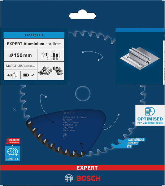 BOSCH EXPERT Aluminium Kreissägeblatt, 150x20 mm, Z48 BOSCH EXPERT Aluminium Kreissägeblatt, 150x20 mm, Z48