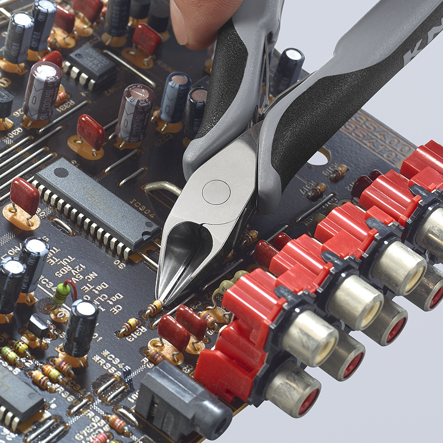 KNIPEX KNIPEX 77 42 130 ESD Elektronik-Seitenschneider ESD mit durchgestecktem Gelenk 130 mm mit Mehrkomponenten-Hüllen spiegelpoliert