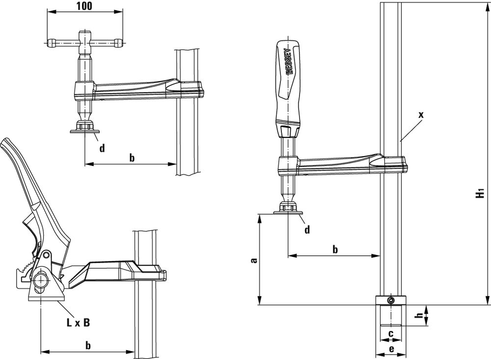 BESSEY Spannelement mit fixer Ausladung TW BESSEY Spannelement mit fixer Ausladung TW