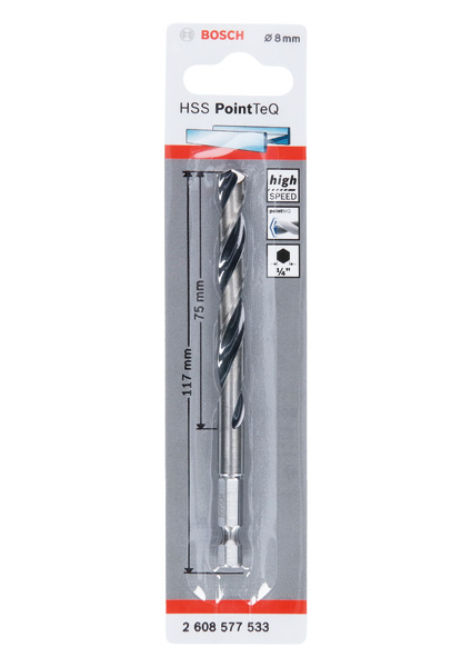 BOSCH HSS PointTeQ Sechskantbohrer 8,0 mm BOSCH HSS PointTeQ Sechskantbohrer 8,0 mm