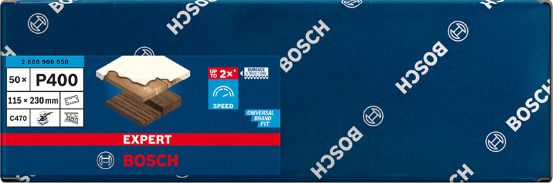 BOSCH EXPERT C470 Schleifblatt, 115x230mm, K400, 14 Löcher, 50-tlg. BOSCH EXPERT C470 Schleifblatt, 115x230mm, K400, 14 Löcher, 50-tlg.