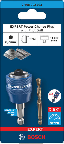 BOSCH EXPERT Power Change Plus Aufnahme m. Vorb., HEX Sch. 8,7mm, HSS-Co, 7,15x25x65mm