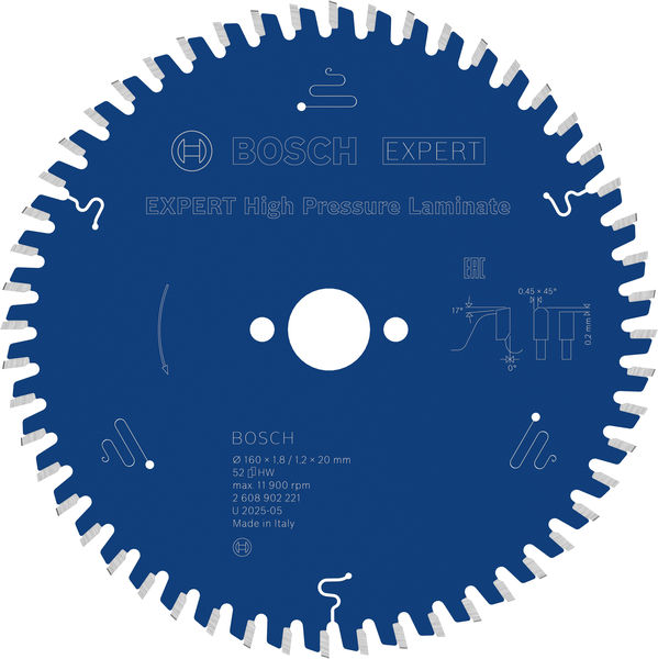 BOSCH EXPERT High Pressure Laminate Kreissägeblatt, 160x20 mm, Z52
