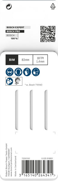 BOSCH PRO Hardwood clean curve T101AOF Stichsägeblatt, 83 mm, 3-tlg. BOSCH PRO Hardwood clean curve T101AOF Stichsägeblatt, 83 mm, 3-tlg.