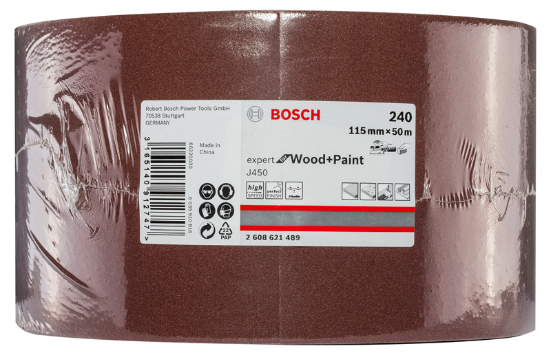 BOSCH Schleifblatt J450 Expert for Wood and Paint, 115 mm x 50 m, G240 BOSCH Schleifblatt J450 Expert for Wood and Paint, 115 mm x 50 m, G240
