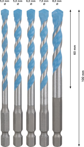 BOSCH EXPERT HEX-9 Multi Construction Bohrer-Set, D= 5,5 / 6 / 6 / 7 / 8 mm, 5-tlg. BOSCH EXPERT HEX-9 Multi Construction Bohrer-Set, D= 5,5 / 6 / 6 / 7 / 8 mm, 5-tlg.