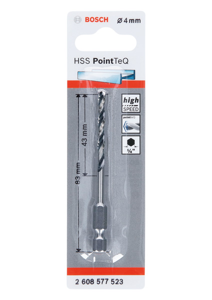 BOSCH HSS PointTeQ Sechskantbohrer 4,0 mm BOSCH HSS PointTeQ Sechskantbohrer 4,0 mm