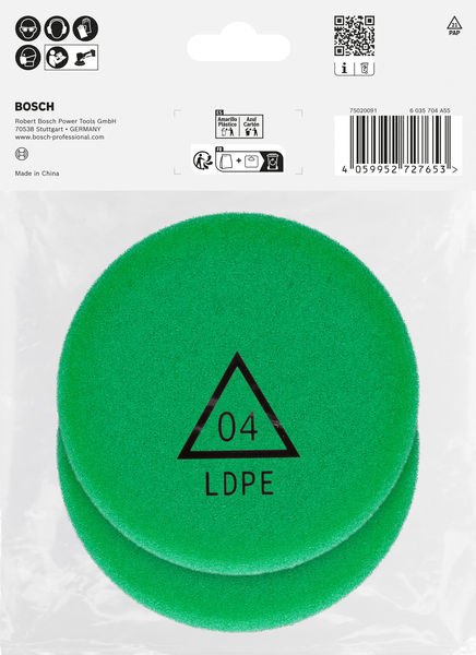 BOSCH Polierschwamm, 77 mm, geschnitten, 2 Stk